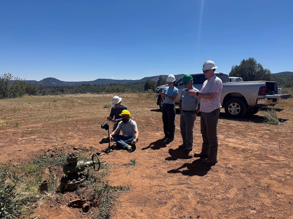 Members of the Methane Team detecting and quantifying methane emissions from a plugged well in New Mexico. CC Lab, 2026.